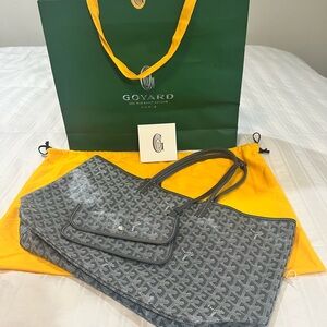 Goyard Tote in Gray with Matching Pouch